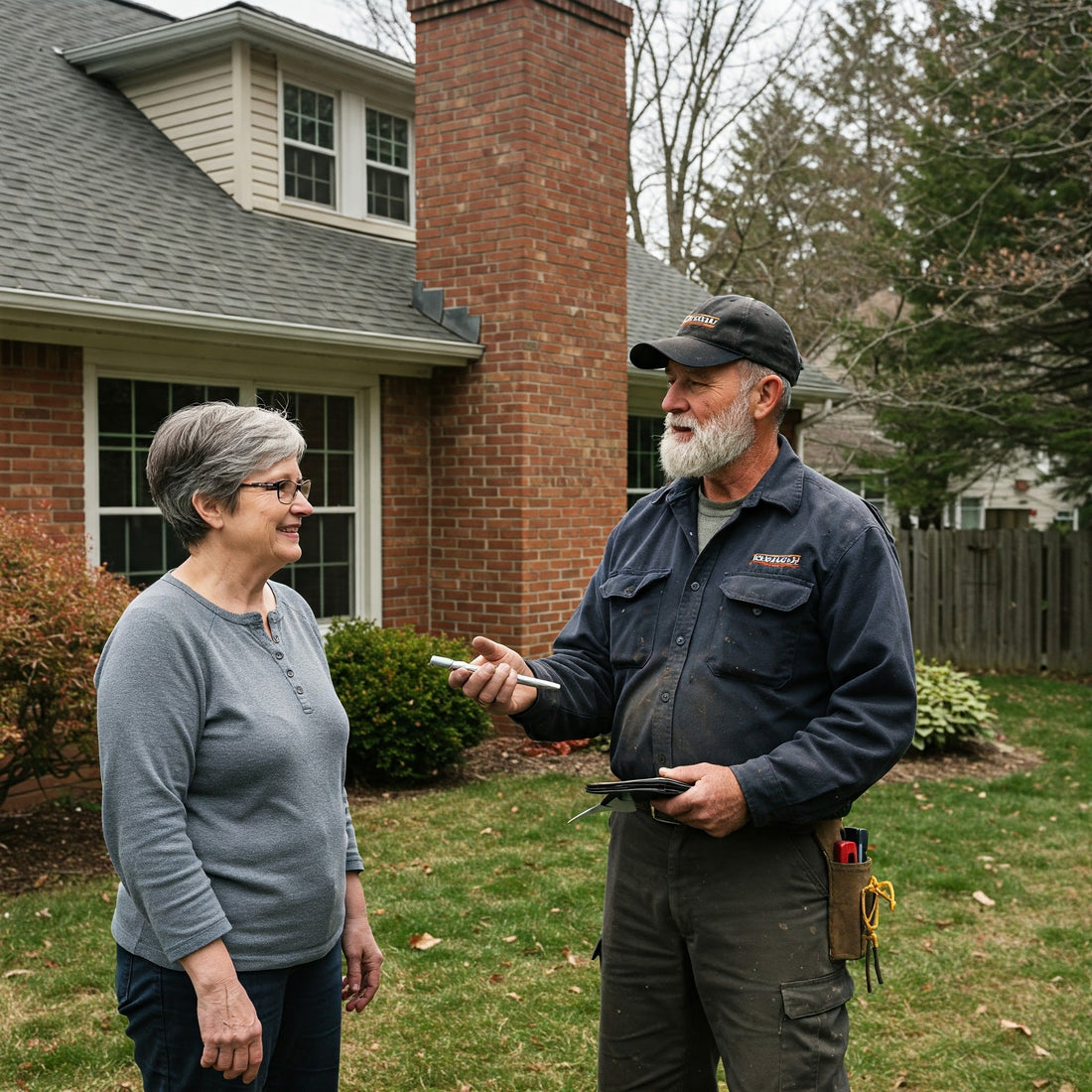 Professional Chimney Sweep Service and Homeowner