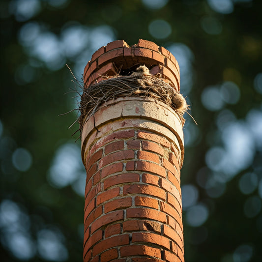 Is Your Chimney a Hidden Hazard? A chimney filled with debris and a bird's nest.